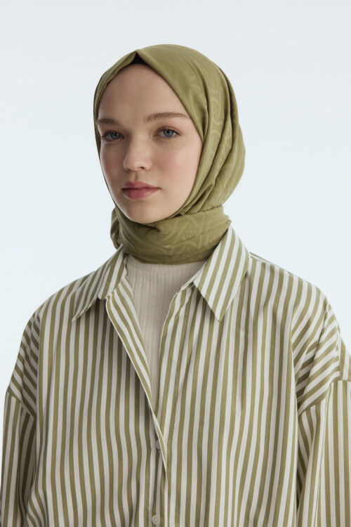 İpeksi Jakar Elegant Desen Şal - Haki 