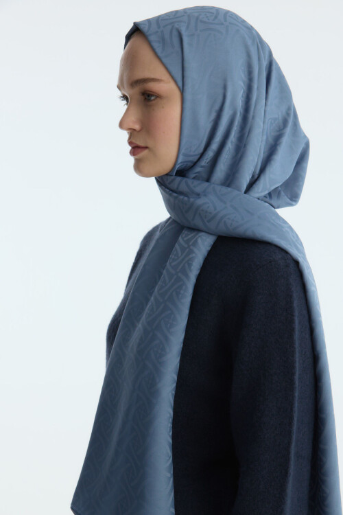 İpeksi Jakar Elegant Desen Şal - İndigo 