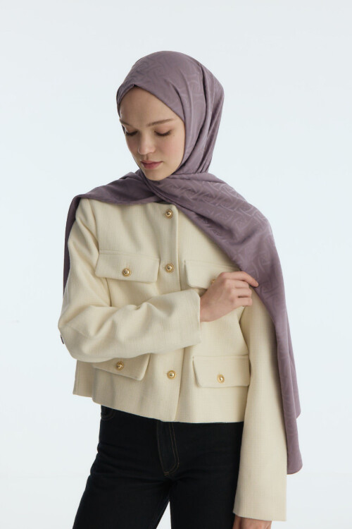 İpeksi Jakar Elegant Desen Şal - Lavanta - Camellia Scarfs (1)
