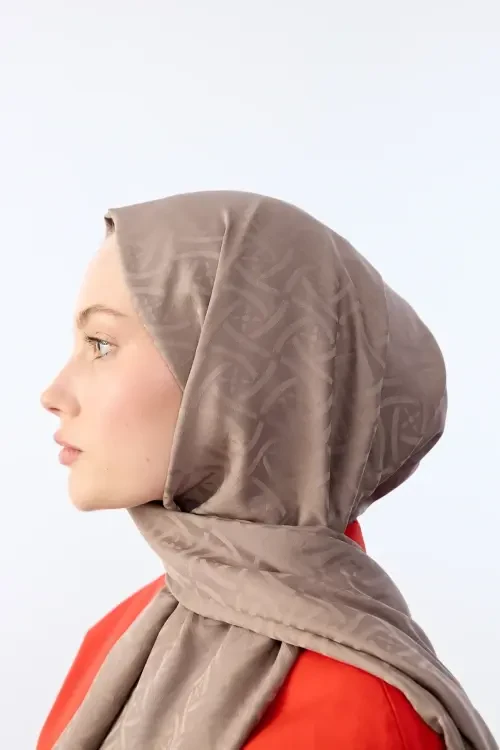 İpeksi Jakar Elegant Desen Şal - Vizon 