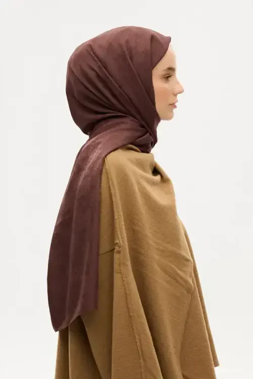 İpeksi Jakar Etnik Desen Şal - Acı Kahve - Camellia Scarfs (1)