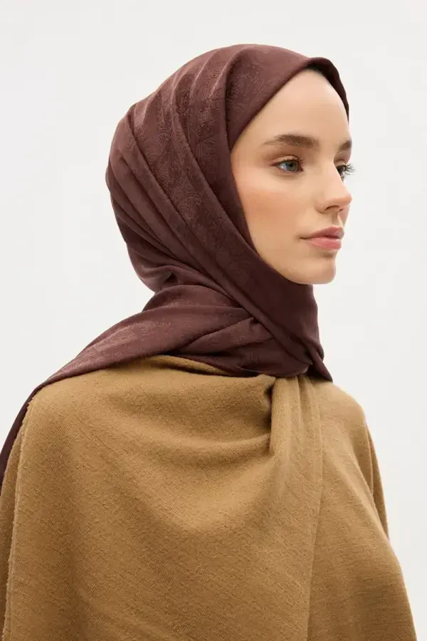 İpeksi Jakar Etnik Desen Şal - Acı Kahve - 3