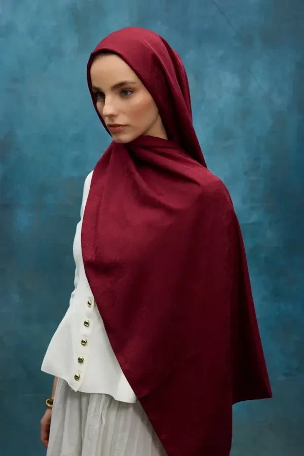 İpeksi Jakar Etnik Desen Şal - Bordo - 3