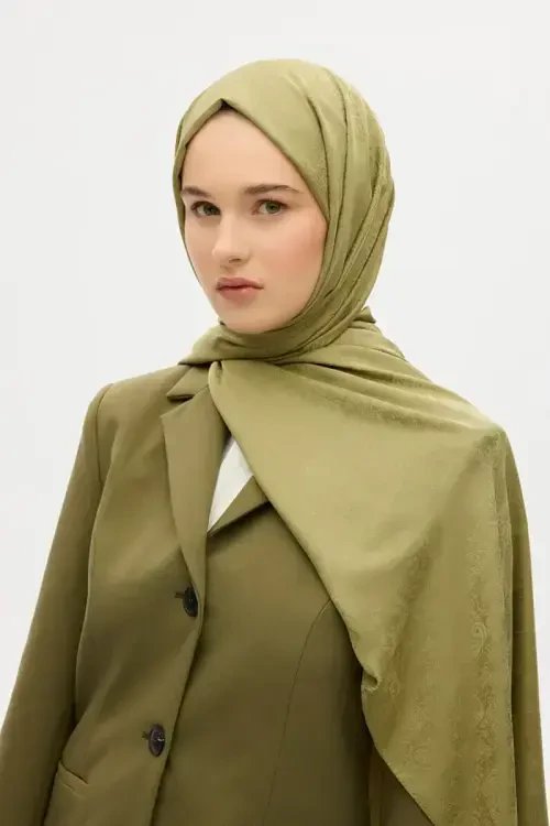 İpeksi Jakar Etnik Desen Şal - Çağla - Camellia Scarfs (1)