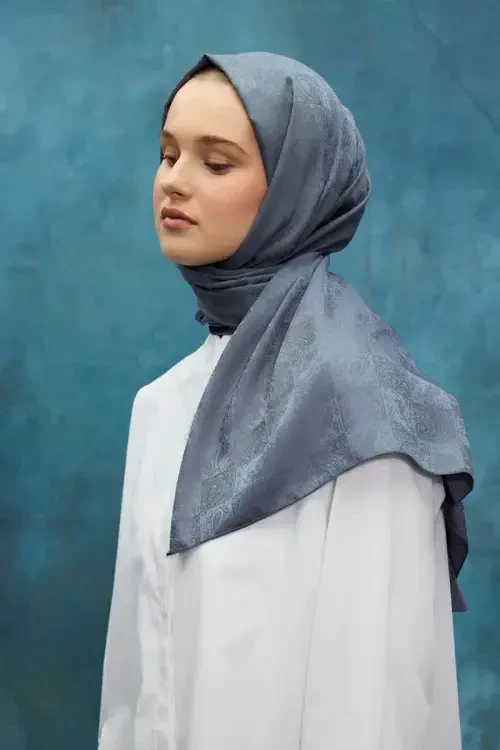 İpeksi Jakar Etnik Desen Şal - Füme 