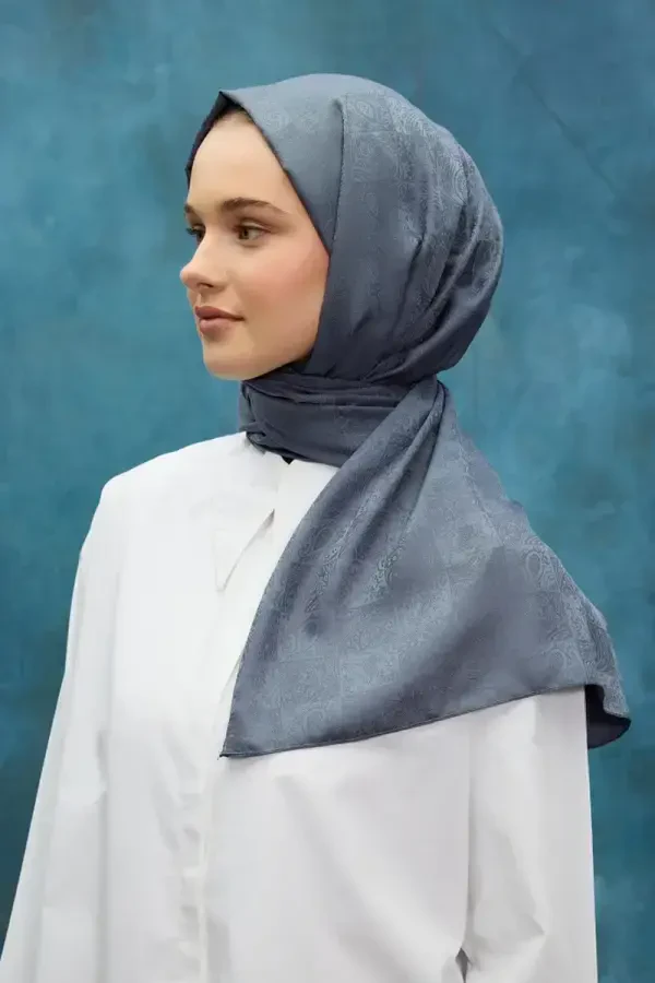 İpeksi Jakar Etnik Desen Şal - Füme - 3