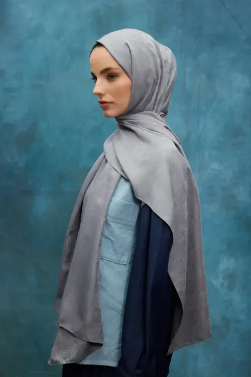İpeksi Jakar Etnik Desen Şal - Gri - Camellia Scarfs (1)