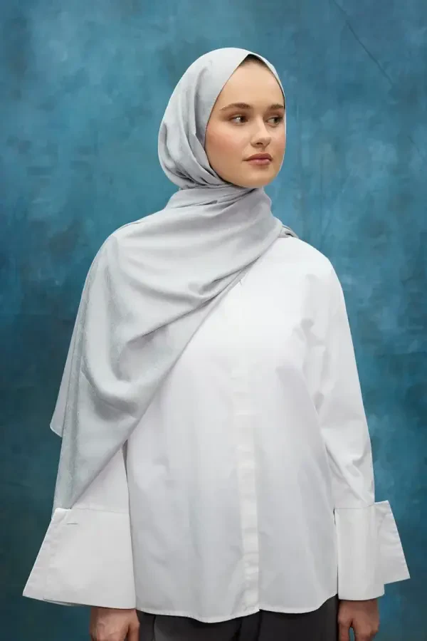 İpeksi Jakar Etnik Desen Şal - Gümüş - Camellia Scarfs