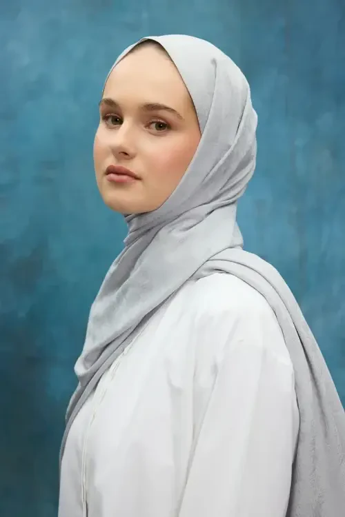 İpeksi Jakar Etnik Desen Şal - Gümüş - Camellia Scarfs (1)