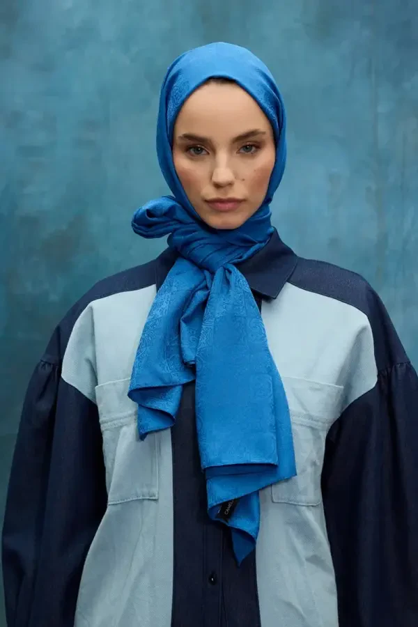 İpeksi Jakar Etnik Desen Şal - İndigo - Camellia Scarfs
