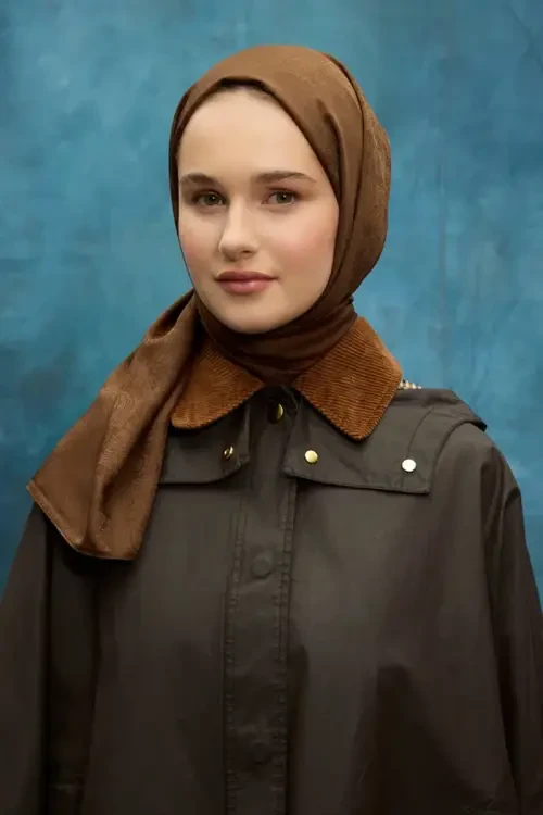 İpeksi Jakar Etnik Desen Şal - Kahve - Camellia Scarfs (1)