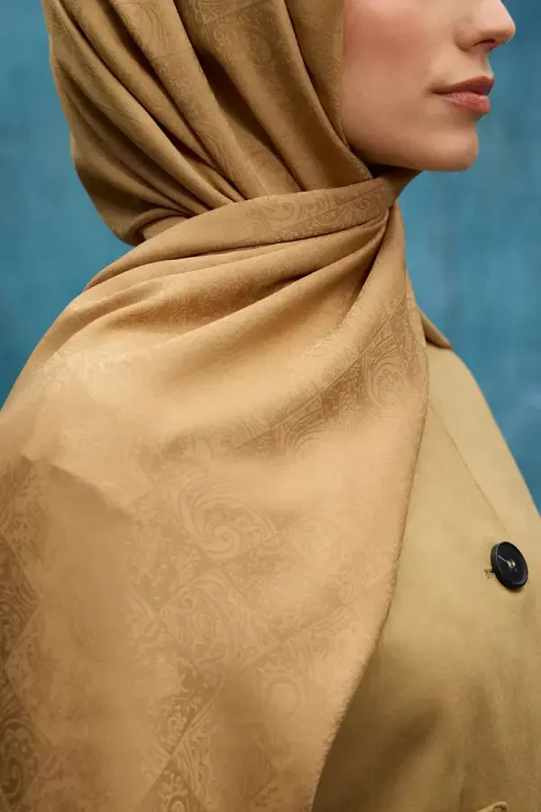 İpeksi Jakar Etnik Desen Şal - Kehribar - 3