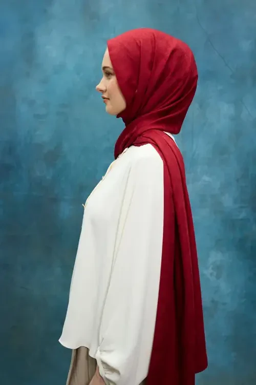 İpeksi Jakar Etnik Desen Şal - Kırmızı - Camellia Scarfs (1)