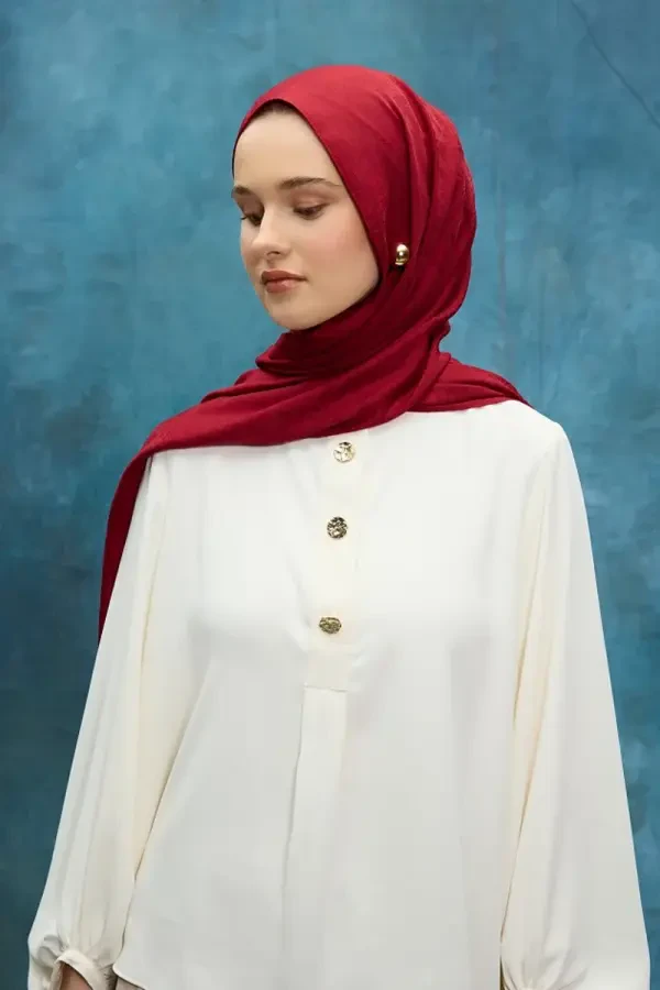 İpeksi Jakar Etnik Desen Şal - Kırmızı - 3