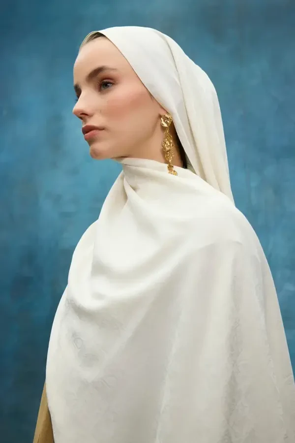 İpeksi Jakar Etnik Desen Şal - Krem - 4