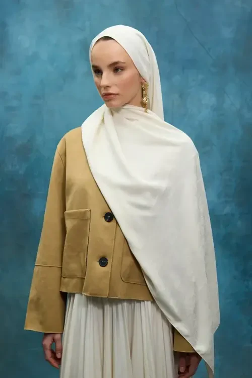 İpeksi Jakar Etnik Desen Şal - Krem 