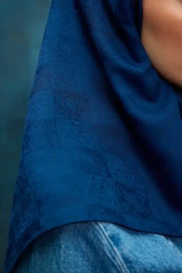 İpeksi Jakar Etnik Desen Şal - Lacivert - 4