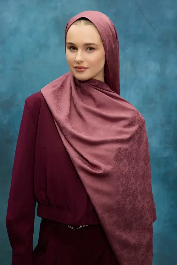 İpeksi Jakar Etnik Desen Şal - Menekşe - Camellia Scarfs