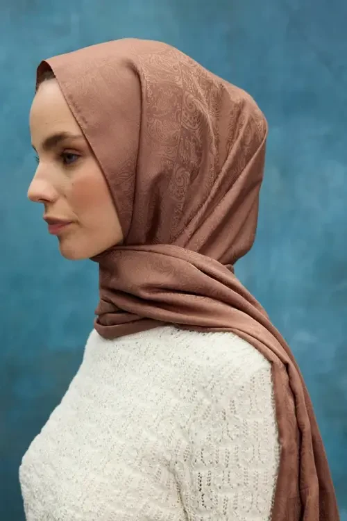 İpeksi Jakar Etnik Desen Şal - Mocha - Camellia Scarfs (1)