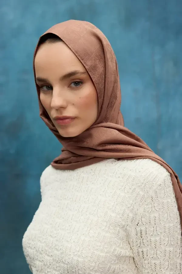 İpeksi Jakar Etnik Desen Şal - Mocha - 1