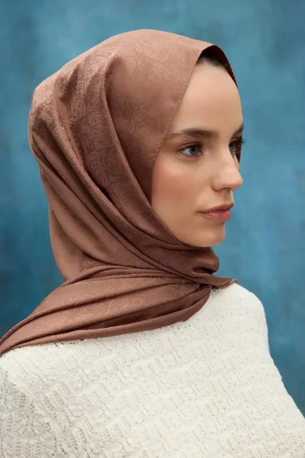 İpeksi Jakar Etnik Desen Şal - Mocha - 3