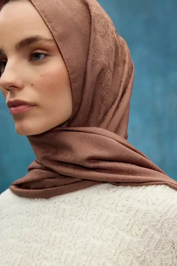 İpeksi Jakar Etnik Desen Şal - Mocha - 4