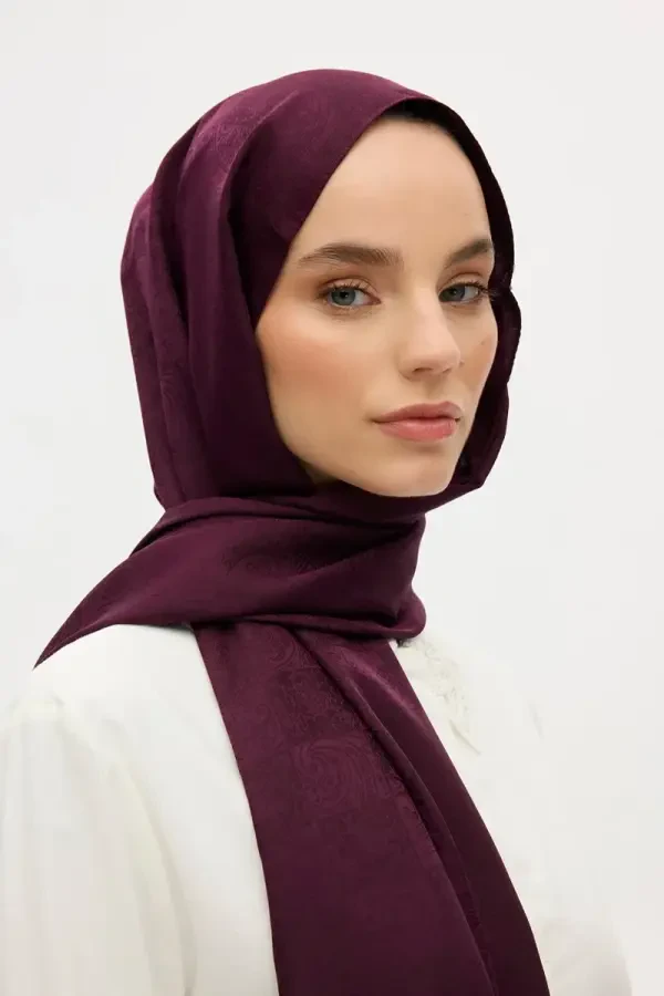 İpeksi Jakar Etnik Desen Şal - Mor - 4