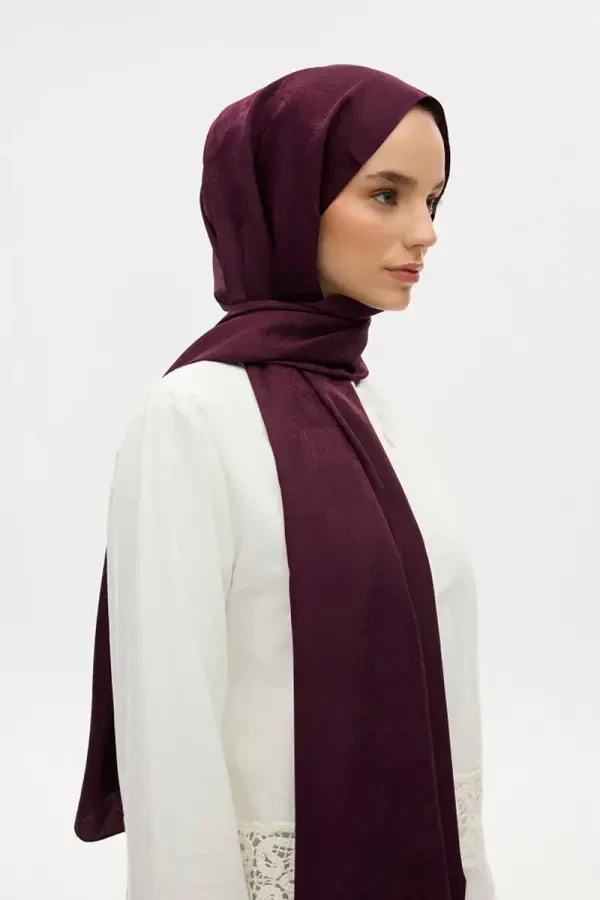 İpeksi Jakar Etnik Desen Şal - Mürdüm - 3