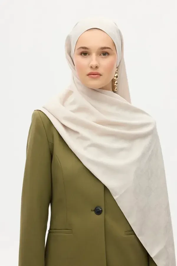 İpeksi Jakar Etnik Desen Şal - Taş - Camellia Scarfs