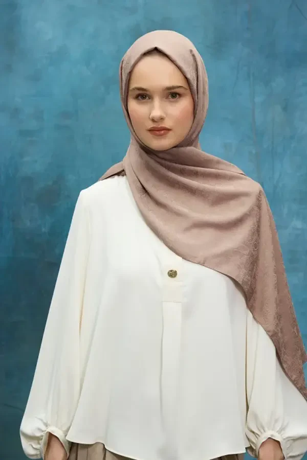 İpeksi Jakar Etnik Desen Şal - Vizon - Camellia Scarfs