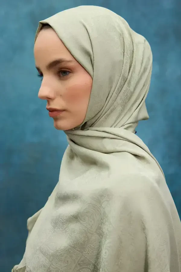 İpeksi Jakar Etnik Desen Şal - Zeytin Yeşili - 4