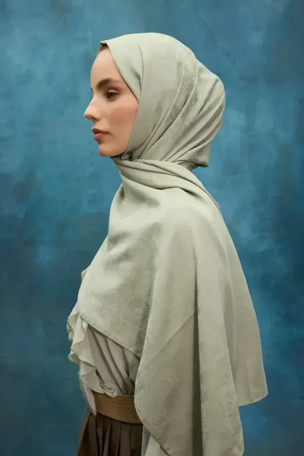 İpeksi Jakar Etnik Desen Şal - Zeytin Yeşili - 3