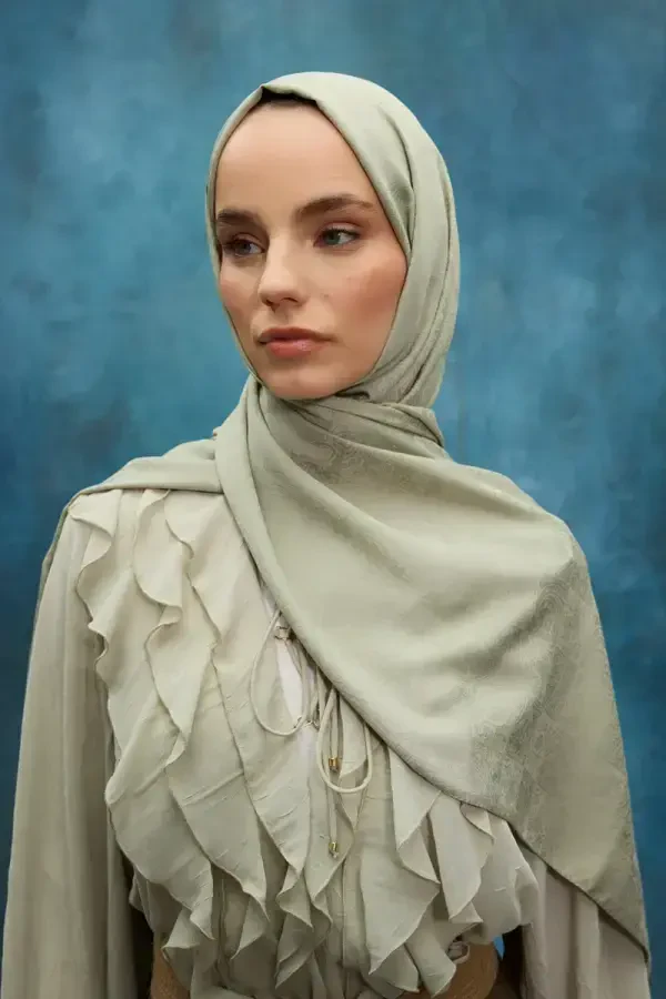 İpeksi Jakar Etnik Desen Şal - Zeytin Yeşili - 2