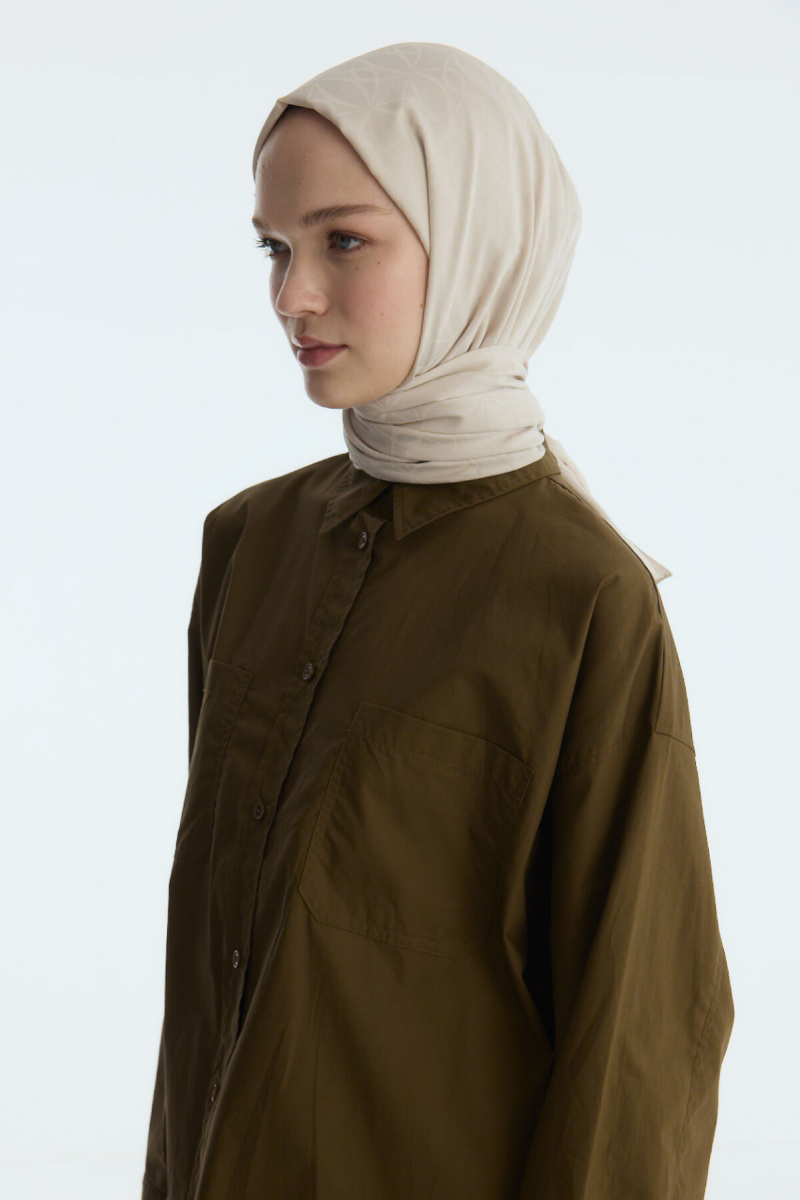 İpeksi Jakar Geometrik Desen Şal - Dut - 4