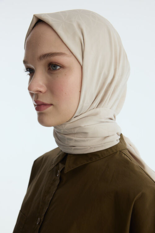 İpeksi Jakar Geometrik Desen Şal - Dut - Camellia Scarfs