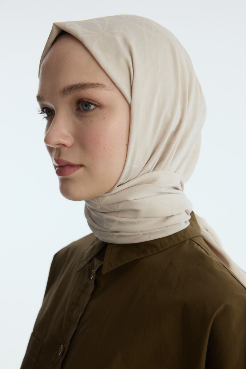 İpeksi Jakar Geometrik Desen Şal - Dut - 1