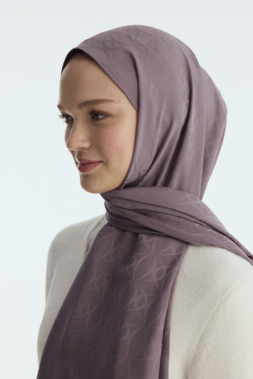 İpeksi Jakar Geometrik Desen Şal - Lavanta - Camellia Scarfs