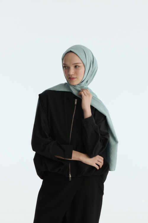 İpeksi Jakar Geometrik Desen Şal - Nane - Camellia Scarfs (1)