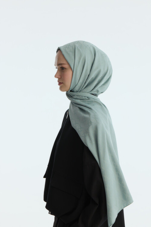 İpeksi Jakar Geometrik Desen Şal - Nane - Camellia Scarfs