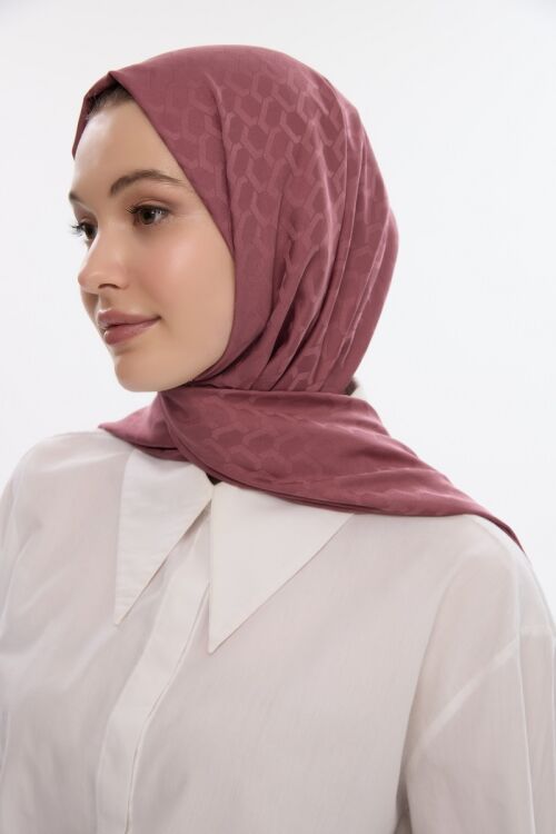 İpeksi Jakar Koza Desen Şal - Gül - Camellia Scarfs