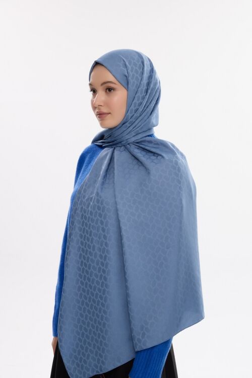 İpeksi Jakar Koza Desen Şal - İndigo - Camellia Scarfs (1)