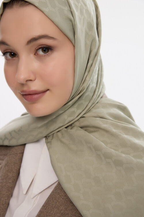 İpeksi Jakar Koza Desen Şal - Zeytin Yeşili - Camellia Scarfs (1)