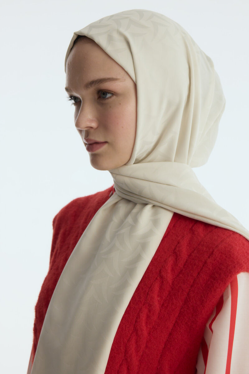 İpeksi Jakar Nora Desen Şal - Badem Sütü - 4