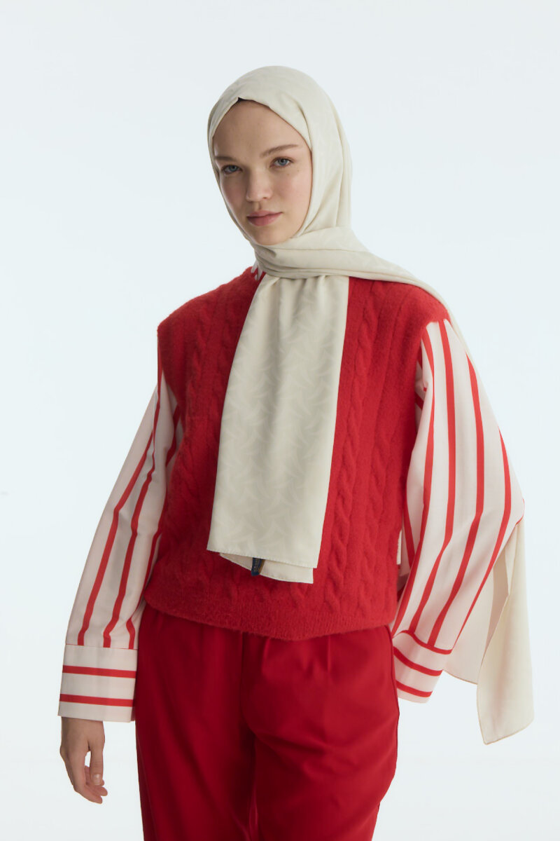 İpeksi Jakar Nora Desen Şal - Badem Sütü - 1