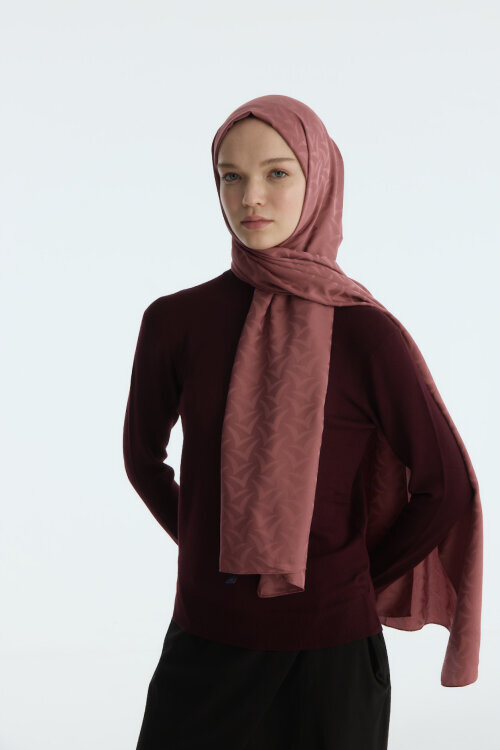 İpeksi Jakar Nora Desen Şal - Gül - Camellia Scarfs