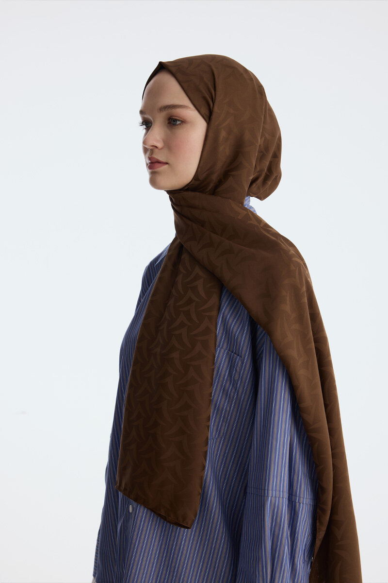 İpeksi Jakar Nora Desen Şal - Kahve - 3
