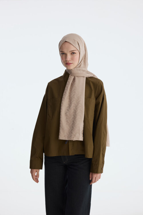 İpeksi Jakar Nora Desen Şal - Kum - Camellia Scarfs