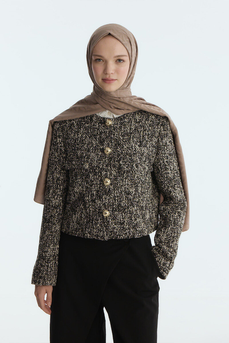 İpeksi Jakar Nora Desen Şal - Vizon - 1