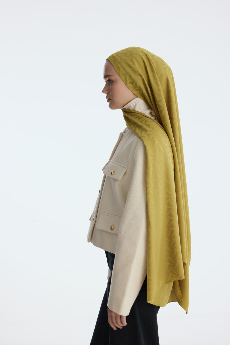 İpeksi Jakar Nora Desen Şal - Yağ Yeşili - 3