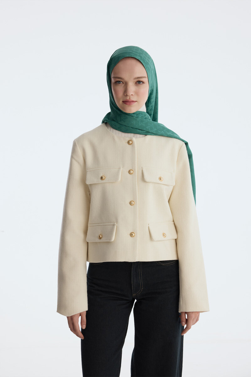 İpeksi Jakar Piramit Desen Şal - Açık Benetton - 1